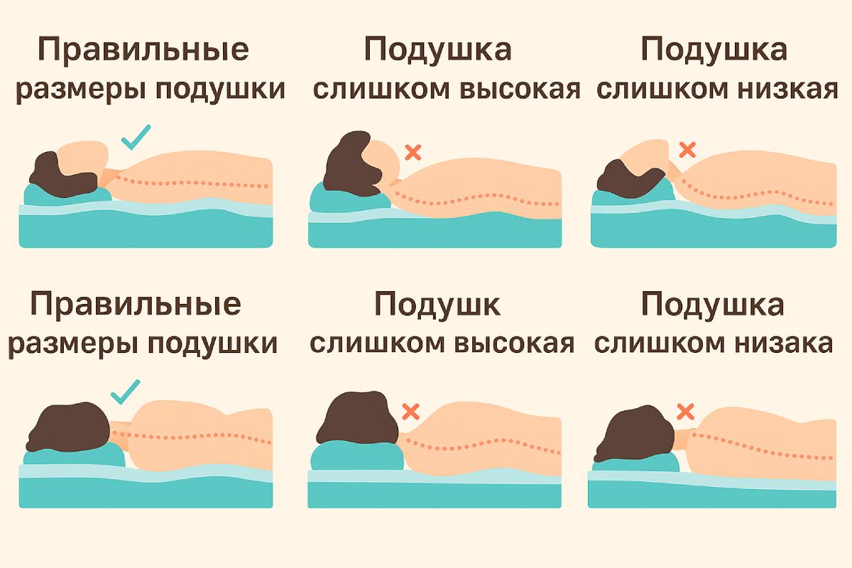 Как правильно лежать и спать на ортопедической подушке