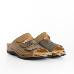 DTD-002 (цв.2-кофе) Туфли летние открытые (3 ремня на велкро)