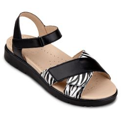 DTD-100 (цв.15-черный/принт зебра, 36) Туфли ортопедические малосложные